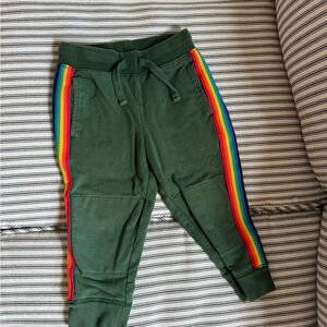 Primary Kids Green Joggers with Rainbow Stripes